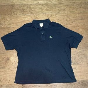 VTG Lacoste Polo Mens Black short sleeve Cotton shirt Size 7 XXL